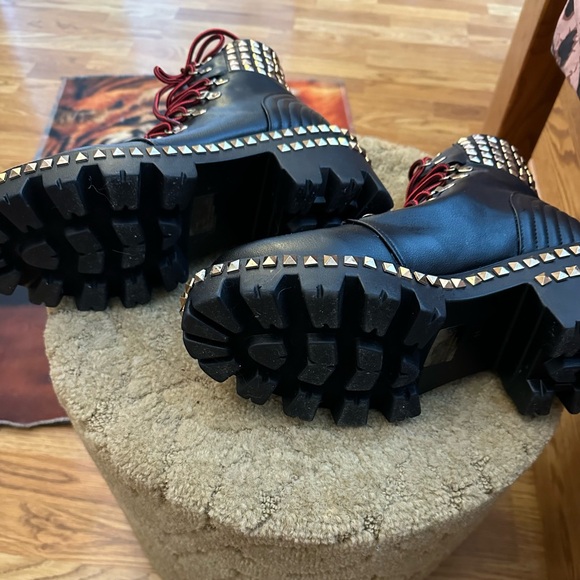 Cape Robbin Black and Gold Studded Combat Boots - Picture 5 of 8